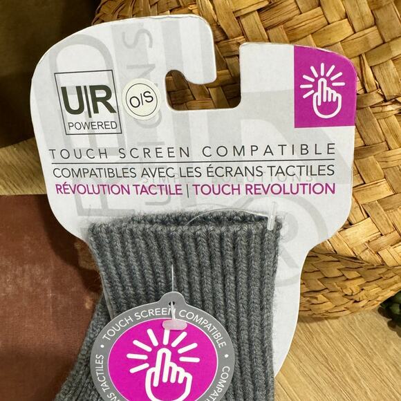 U|R Touchscreen Gloves NWT Grey Acrylic Wool Blend One Size - Picture 2 of 5